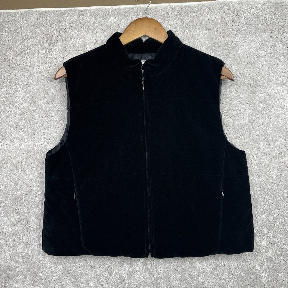 Vintage Pendleton Vest Womens Size Large Black Softshell Full Zip Zipper Pockets